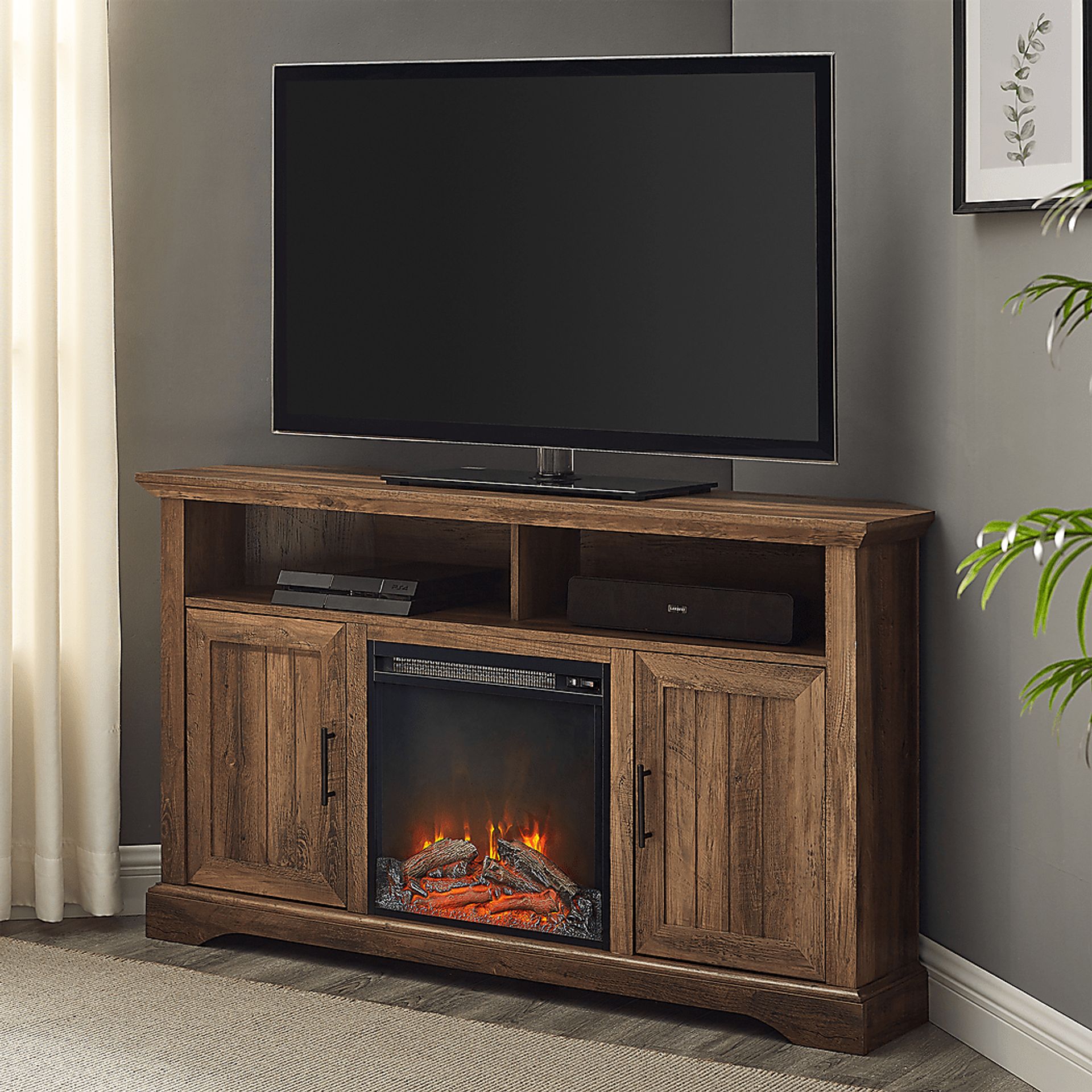 Bosswood Brown 54 in. Console With Electric Fireplace - Image 6