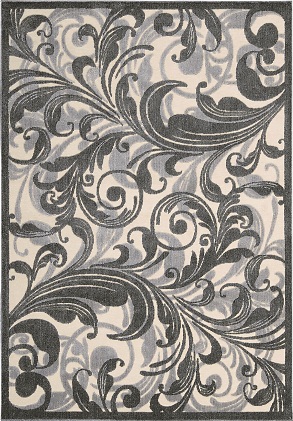 Botanical Bloom Gray Polyester Fabric Rug | Rooms to Go