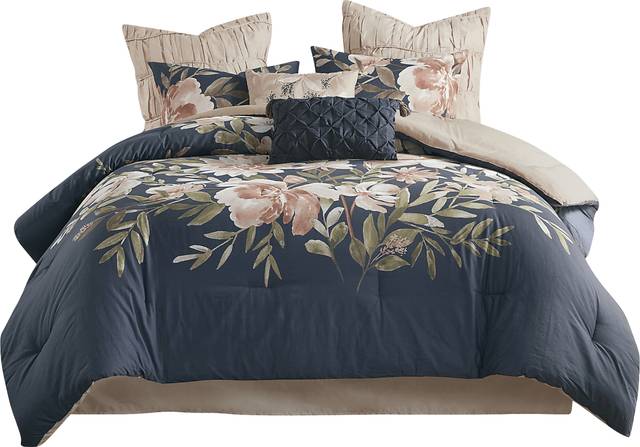 Bottlebrush Navy 8 Pc King Comforter Set - Thumbnail - Image 12
