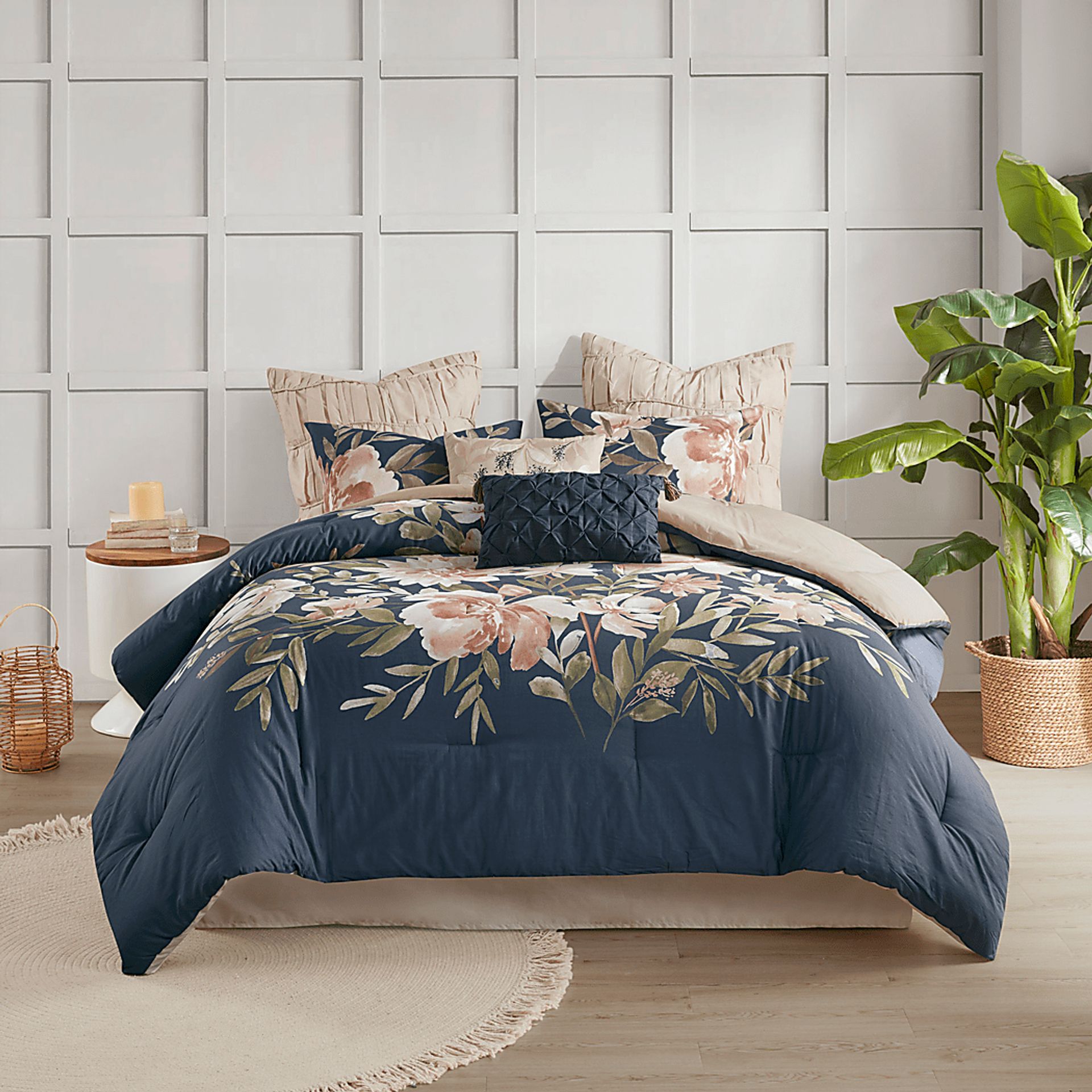 Bottlebrush Navy 8 Pc Queen Comforter Set - Image 2