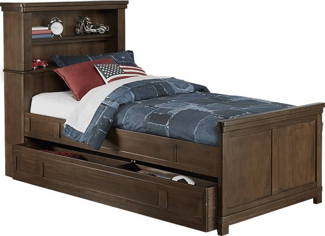 Boulder Chocolate 4 Pc Twin Bookcase Bed w/Trundle - Thumbnail - Image 1