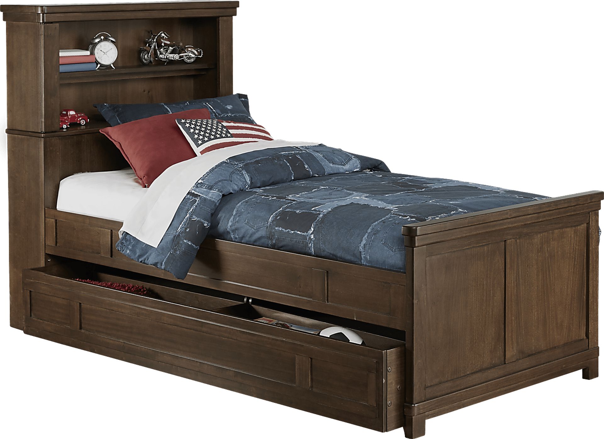 Boulder Chocolate 4 Pc Twin Bookcase Bed w/Trundle - Image 1