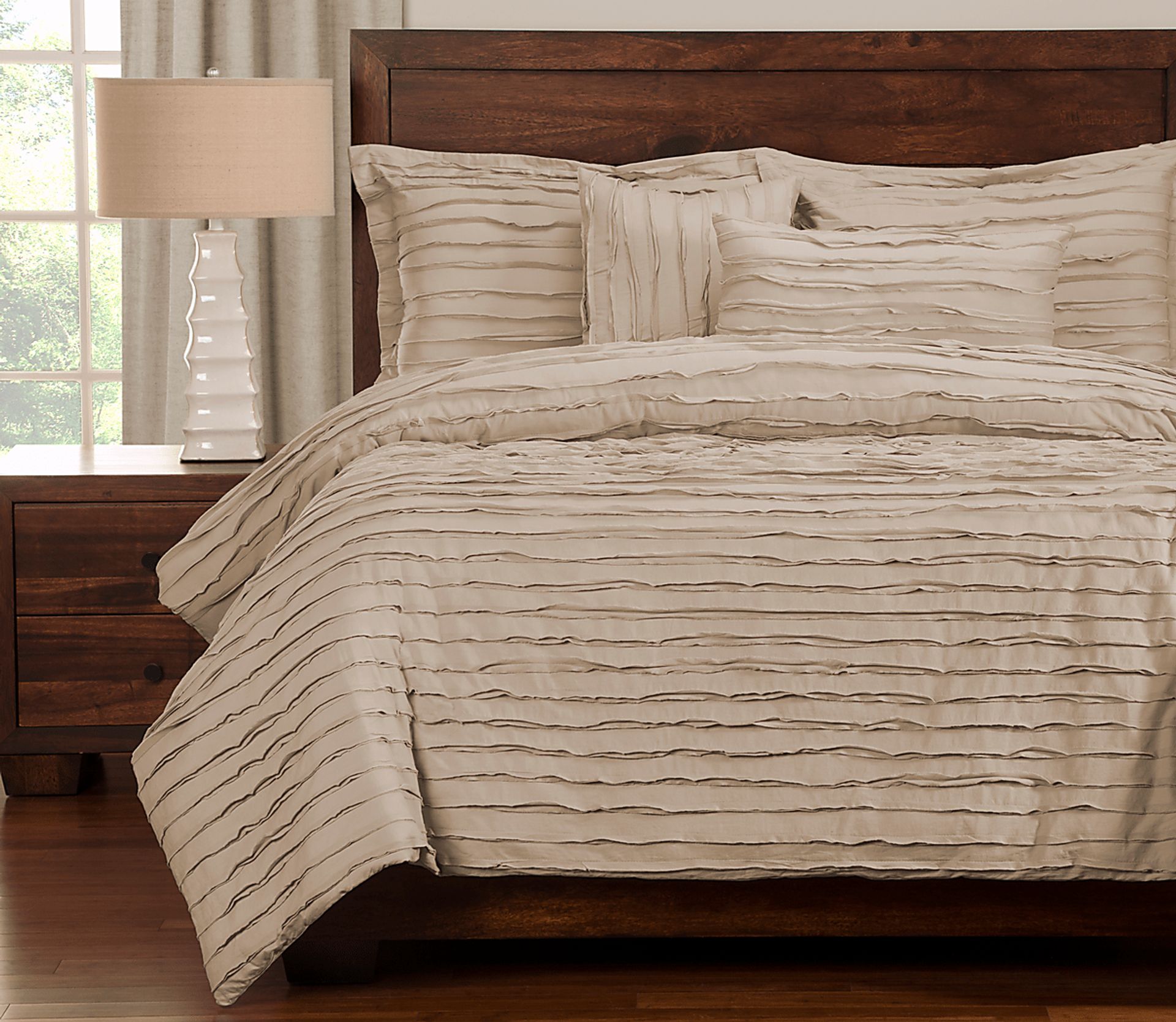 Boyton Nights Beige 6 Pc King Duvet Set - Image 1