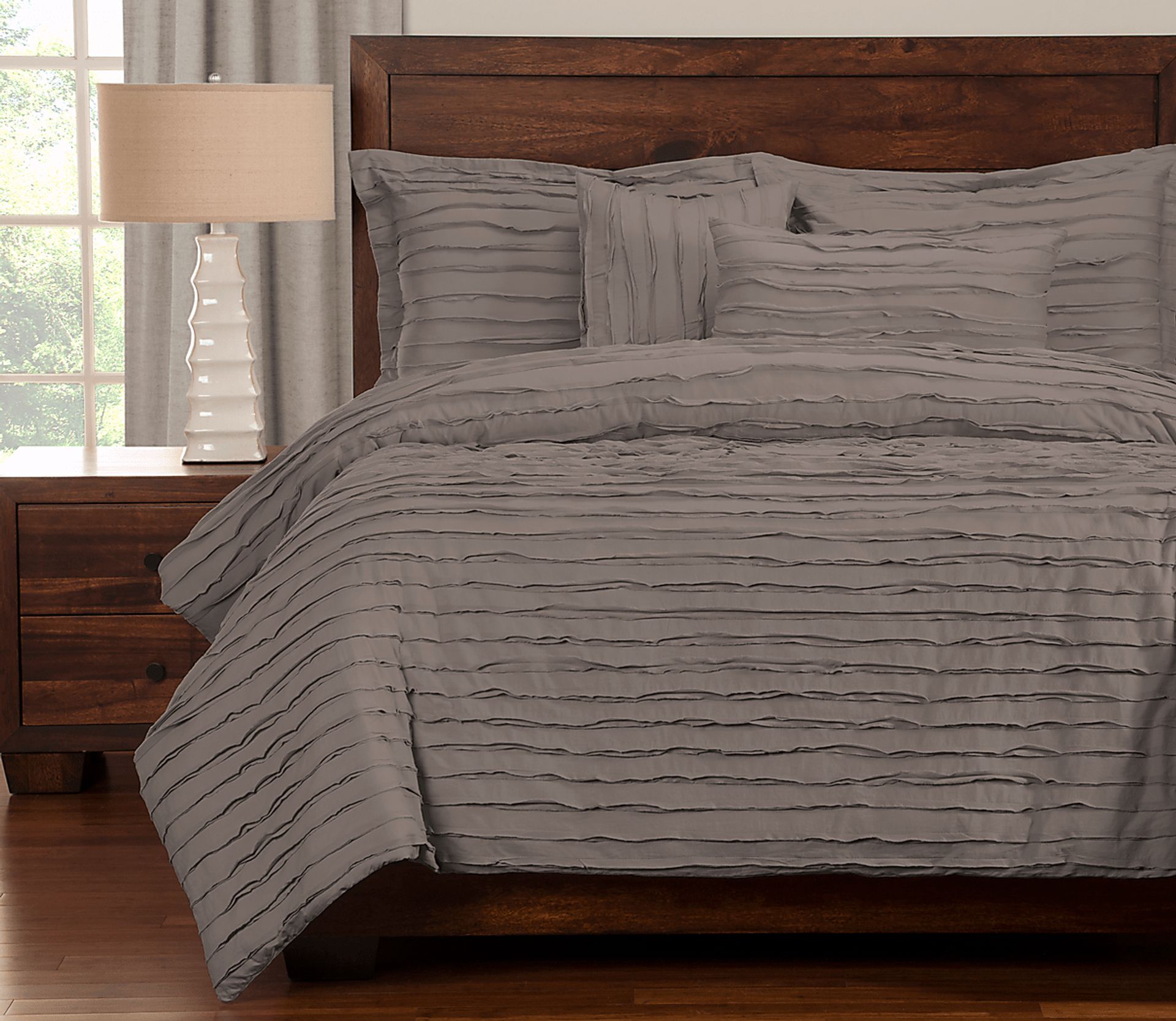 Boyton Nights Gray 6 Pc Queen Duvet Set - Image 1