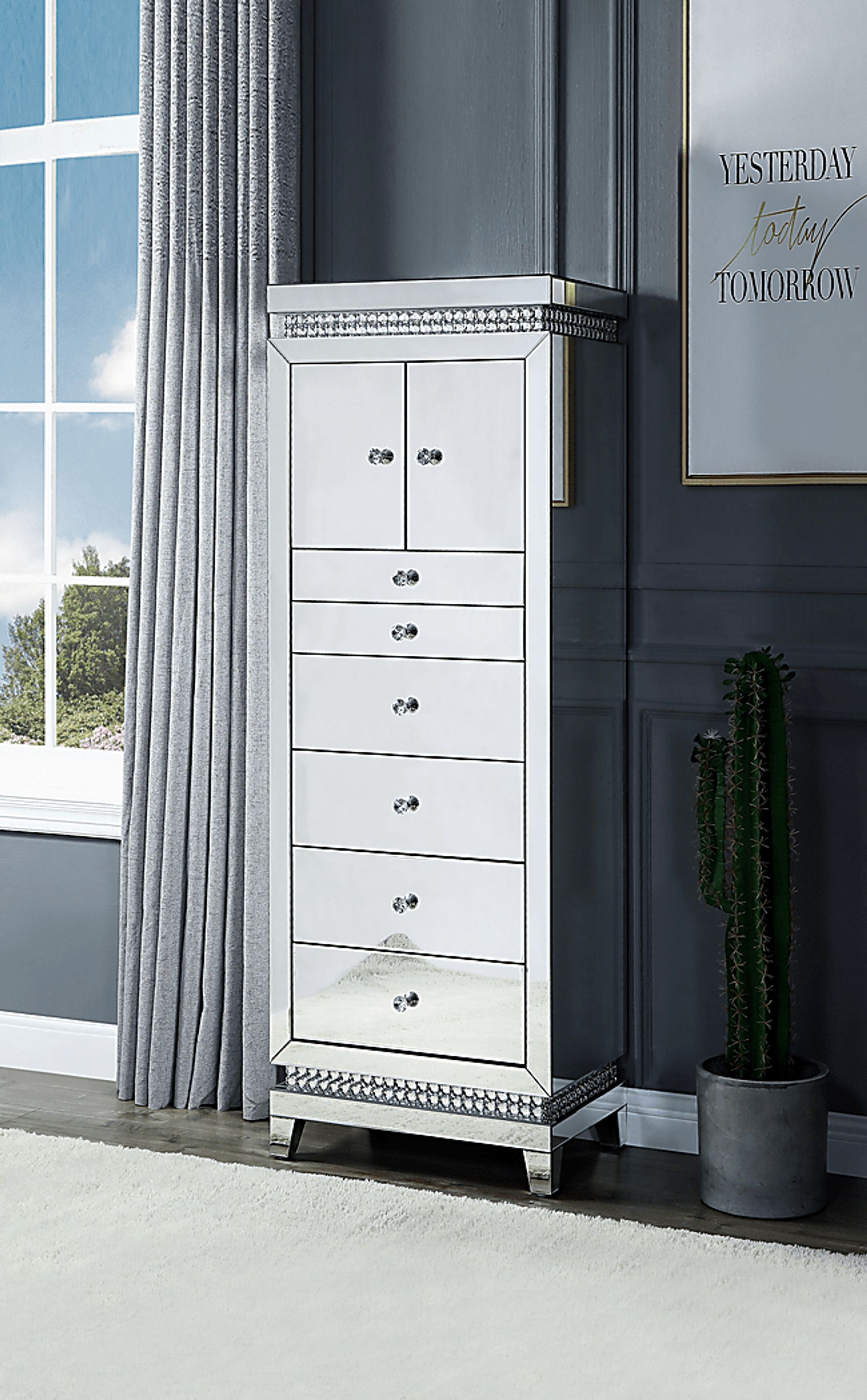 Brackenberry Silver Gray Jewelry Armoire Rooms to Go