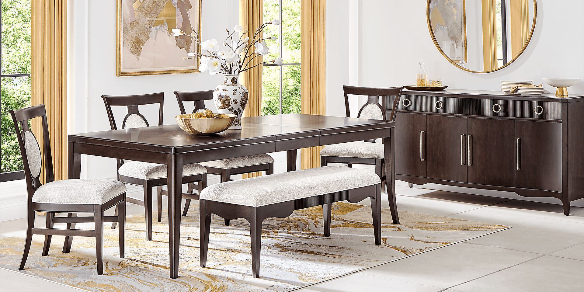 Bradbury Brown Cherry Upholstered Bench - Image 2