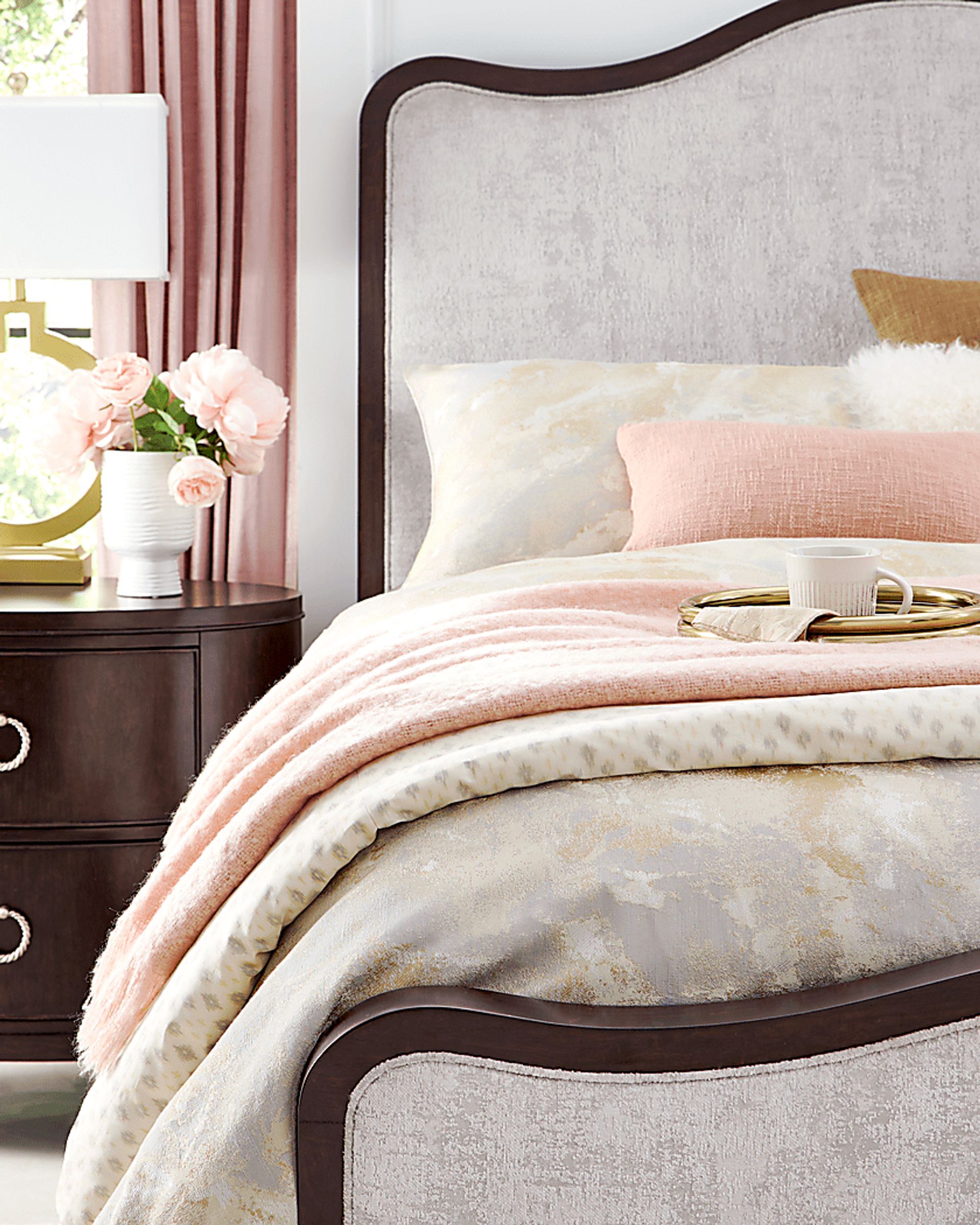 Bradbury Brown Cherry 5 Pc Queen Upholstered Bedroom - Image 4