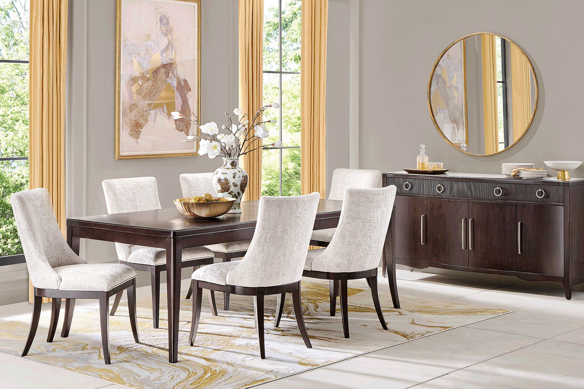 Bradbury Brown Cherry 5 Pc Dining Room with Upholstered Chairs - Image 1