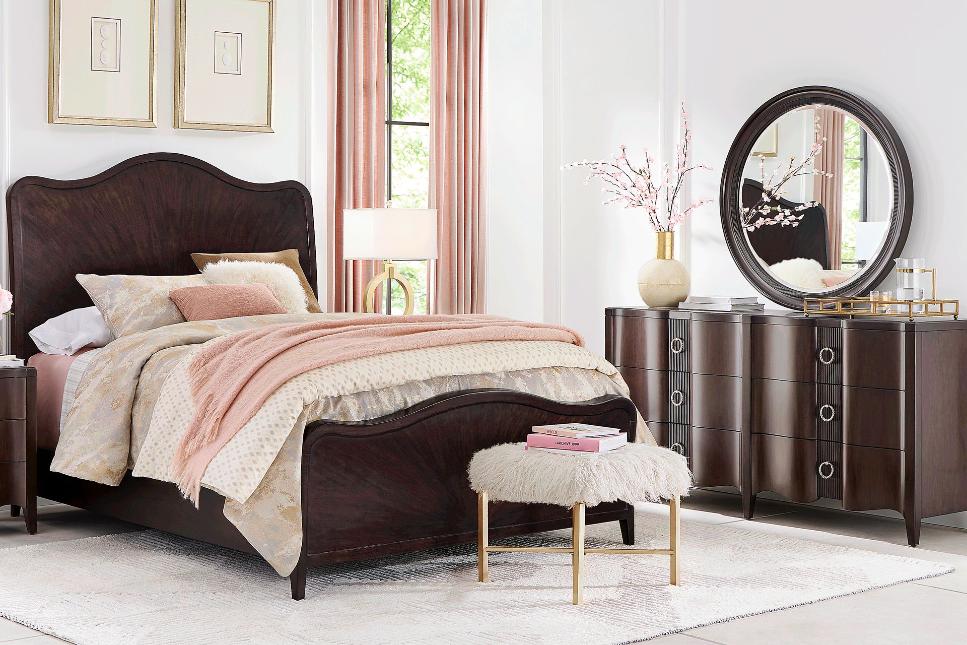 Bradbury Brown Cherry 5 Pc King Panel Bedroom - Image 1