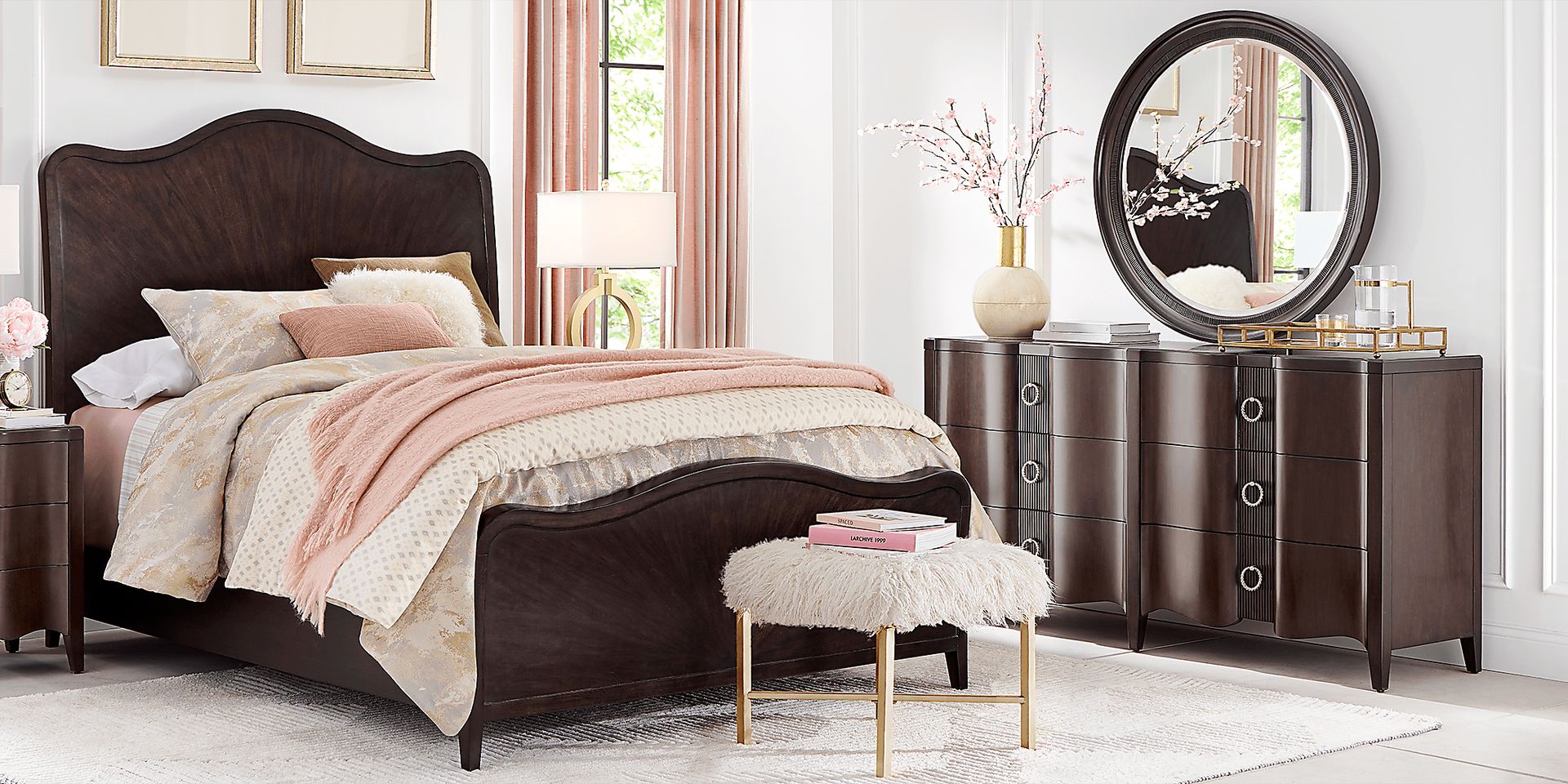 Bradbury Brown Cherry 3 Pc King Panel Bed - Image 2