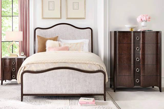 Bradbury Brown Cherry 5 Pc King Upholstered Bedroom - Thumbnail - Image 1