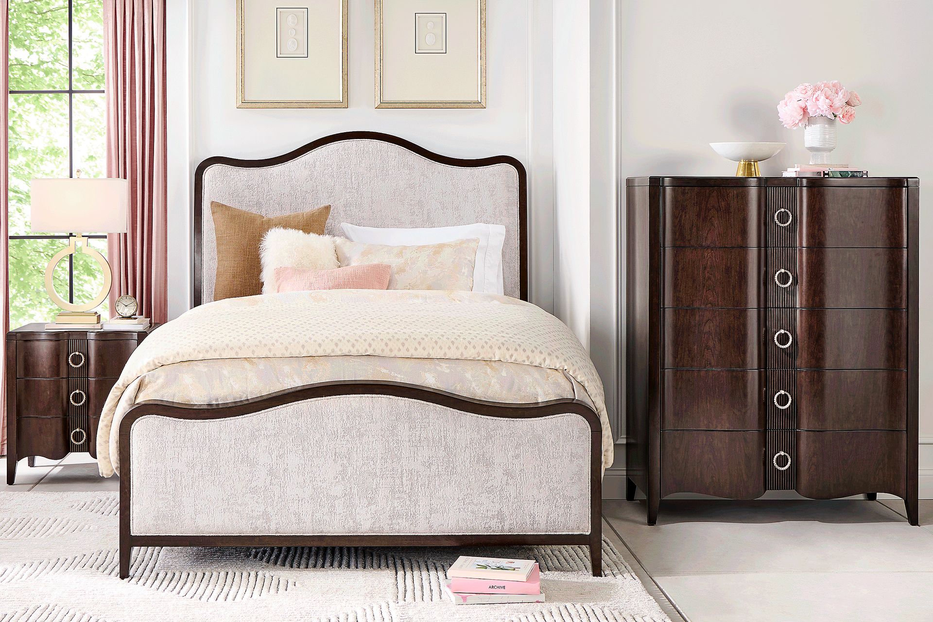 Bradbury Brown Cherry 5 Pc King Upholstered Bedroom - Image 1