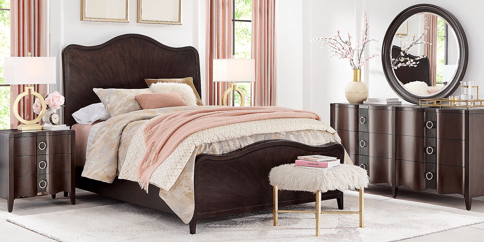 Bradbury Brown Cherry 3 Pc Queen Panel Bed - Image 2
