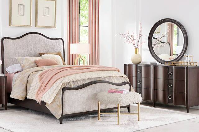 Bradbury Brown Cherry 5 Pc Queen Upholstered Bedroom - Thumbnail - Image 1