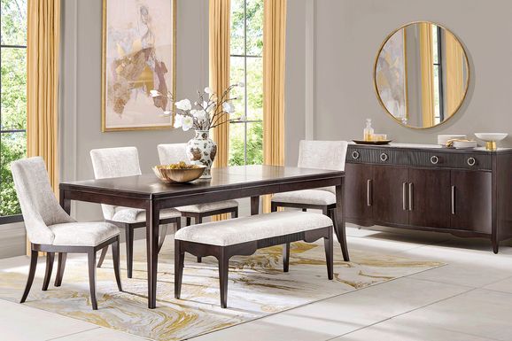 Bradbury Brown Cherry 6 Pc Dining Room with Upholstered Chairs and Bench
