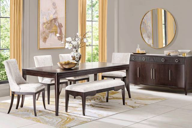 Bradbury Brown Cherry 6 Pc Dining Room with Upholstered Chairs and Bench - Thumbnail - Image 1