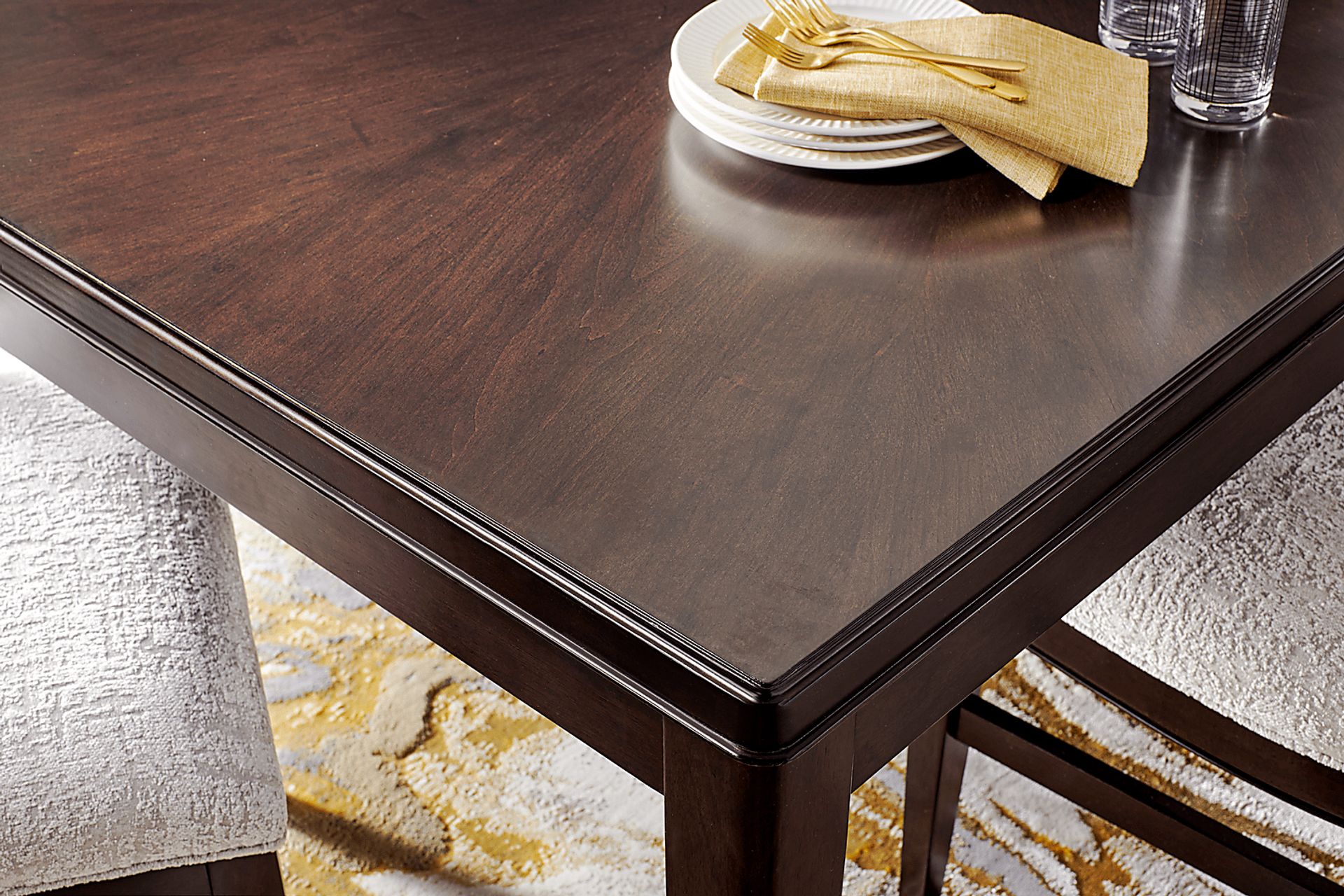 Bradbury Brown 6pc Dining Room with Upholstered Chairs and Bench - Image 3