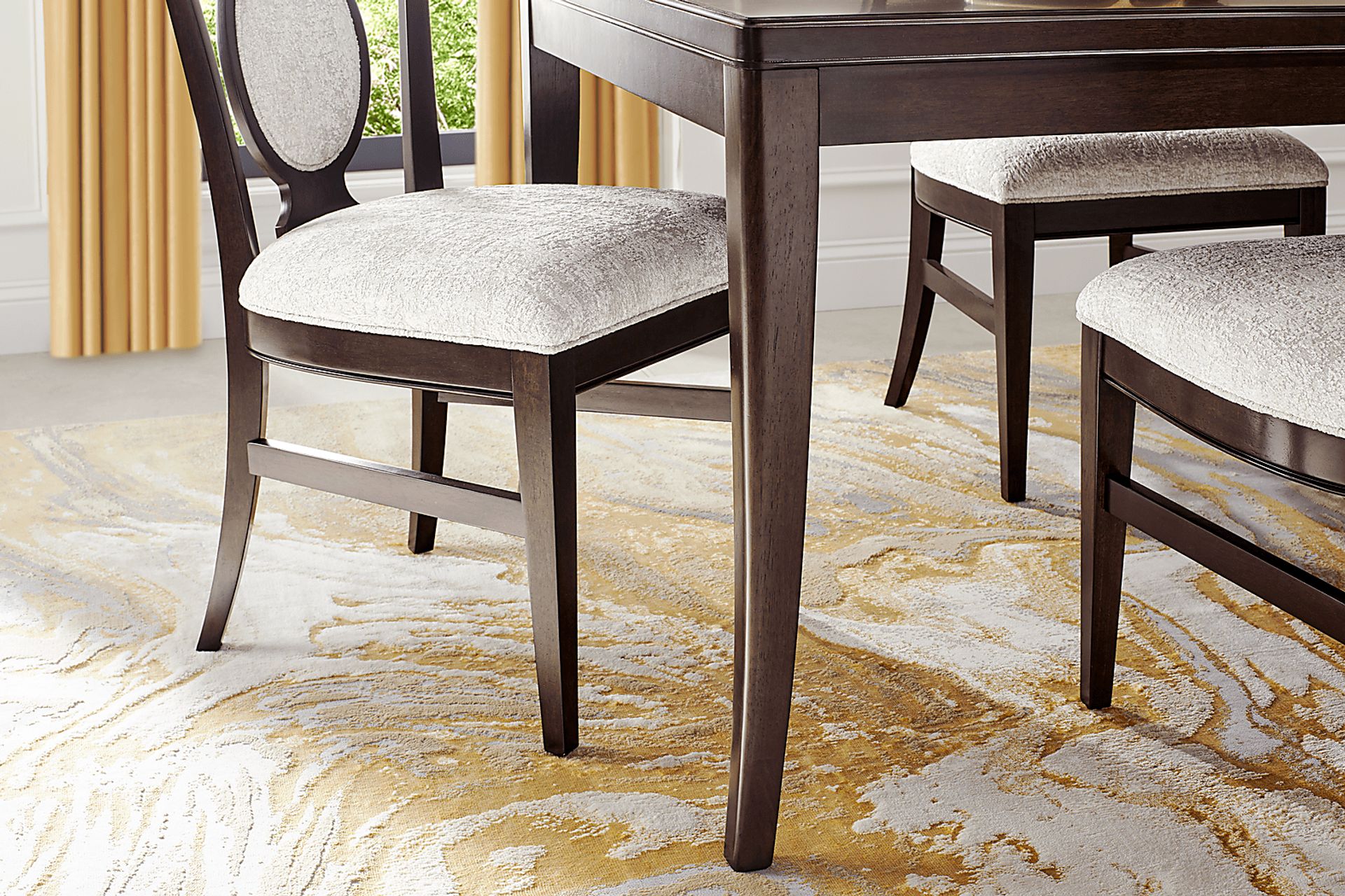 Bradbury Brown 6pc Dining Room with Upholstered Chairs and Bench - Image 4