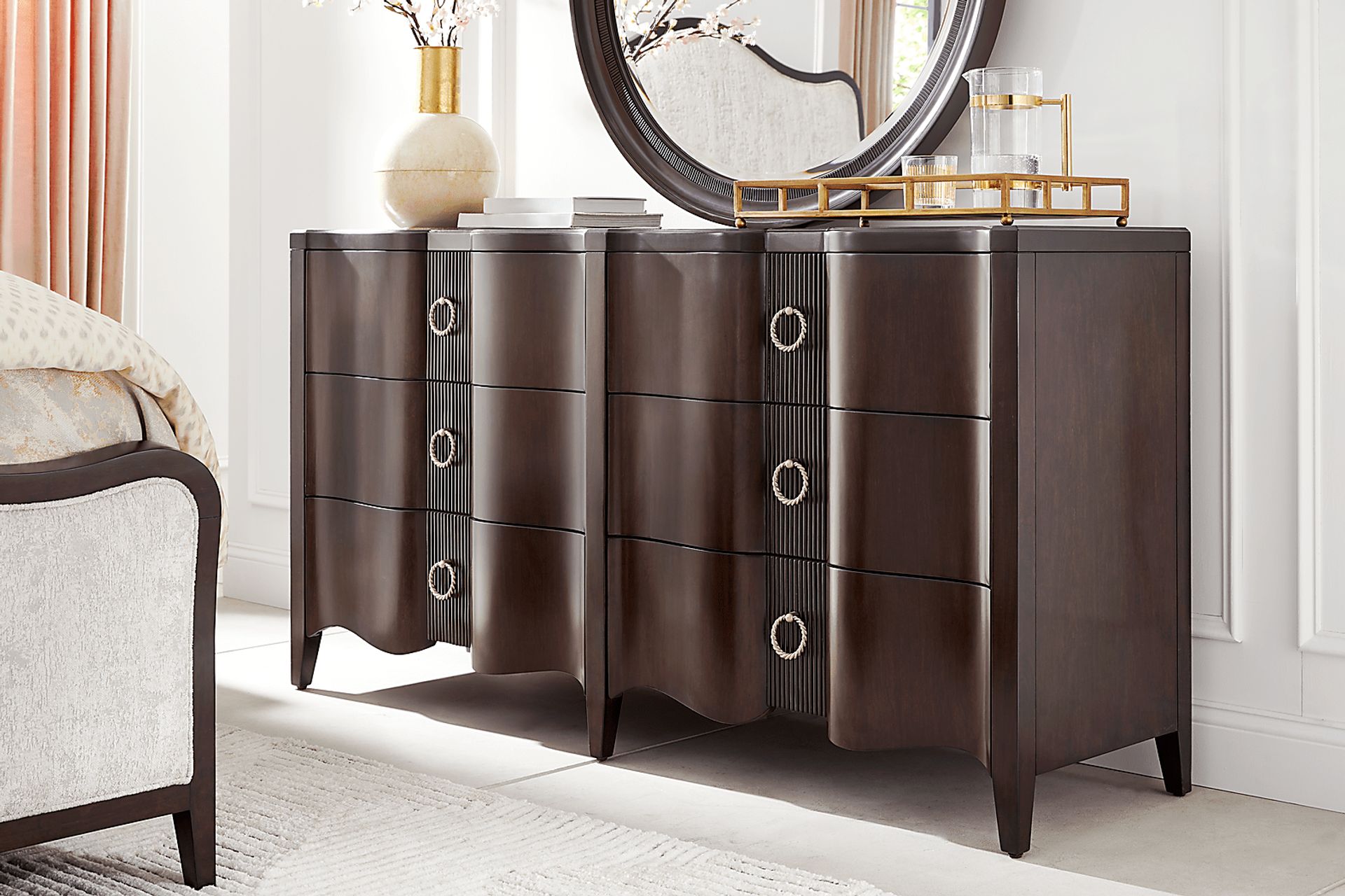 Bradbury Brown Cherry 5 Pc Queen Upholstered Bedroom - Image 7