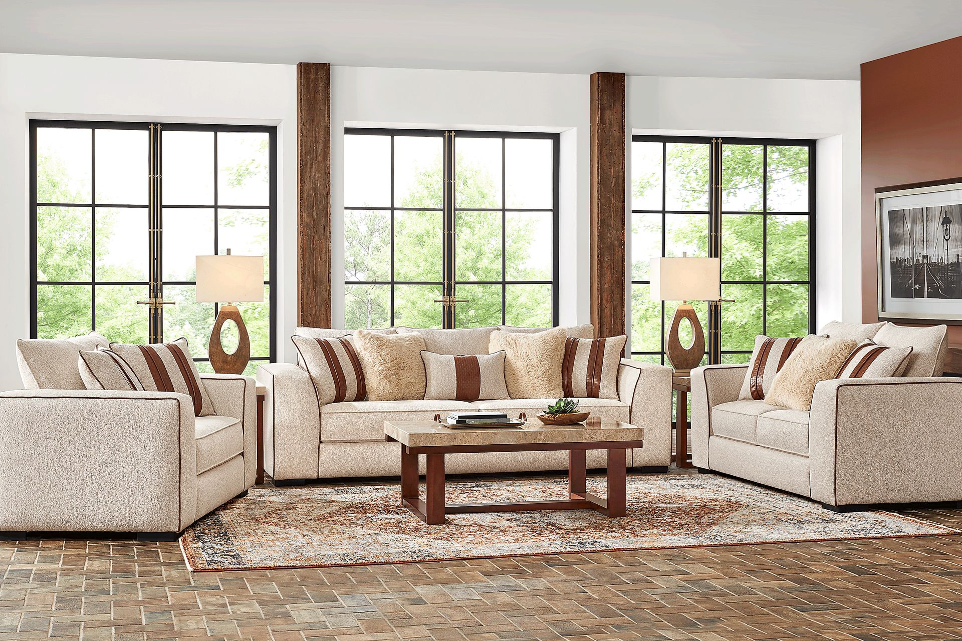 Bradley Pointe Beige 3 Pc Living Room - Image 1
