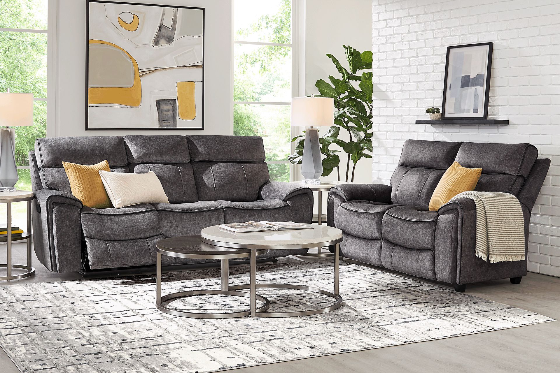 Bradshaw Place Dark Gray 5 Pc Living Room with Reclining Sofa - Image 1