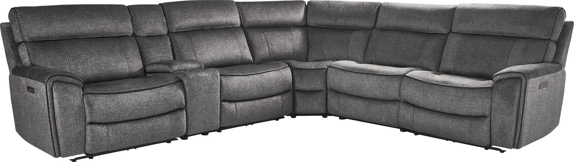 Bradshaw Place Dark Gray 6 pc Dual Power Reclining Sectional - Image 3