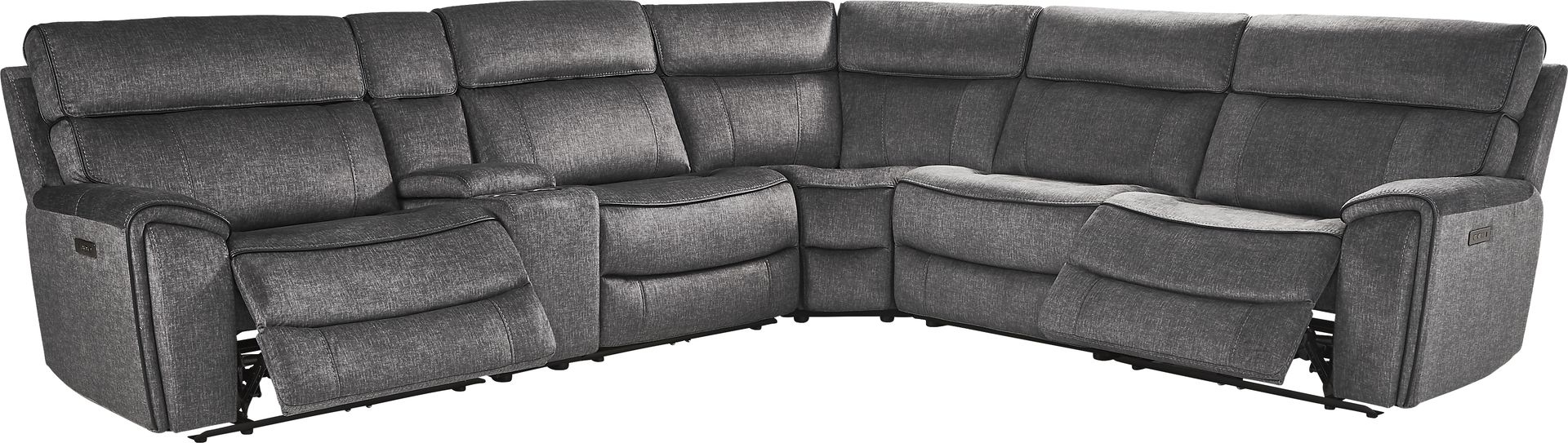 Bradshaw Place Dark Gray 6 pc Dual Power Reclining Sectional - Image 1