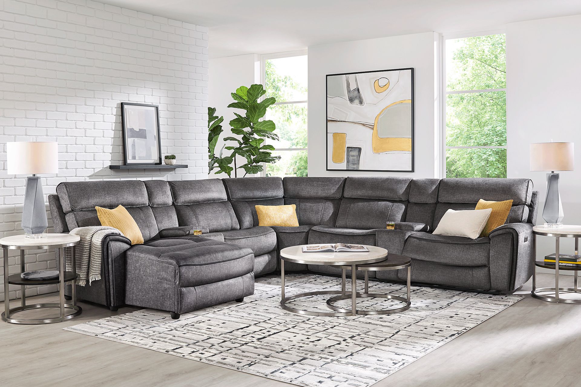 Bradshaw Place Dark Gray 7 Pc Dual Power Reclining Sectional - Image 1