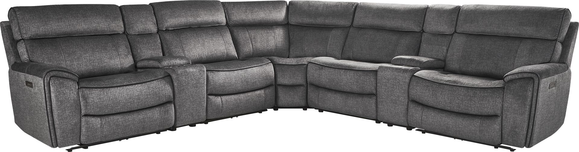 Bradshaw Place Dark Gray 7 Pc Dual Power Reclining Sectional - Image 3