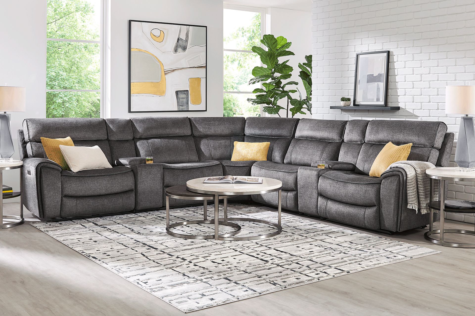 Bradshaw Place Dark Gray 7 Pc Dual Power Reclining Sectional - Image 2