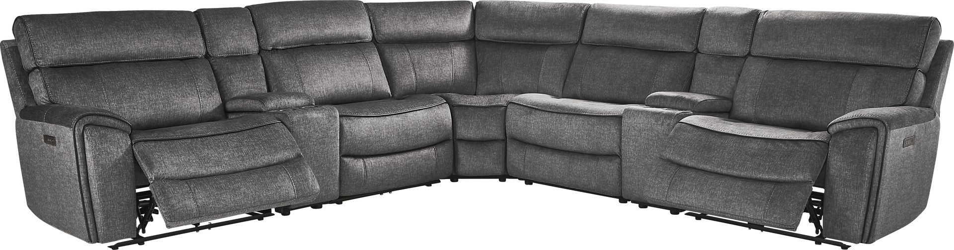 Bradshaw Place Dark Gray 7 Pc Dual Power Reclining Sectional - Image 1