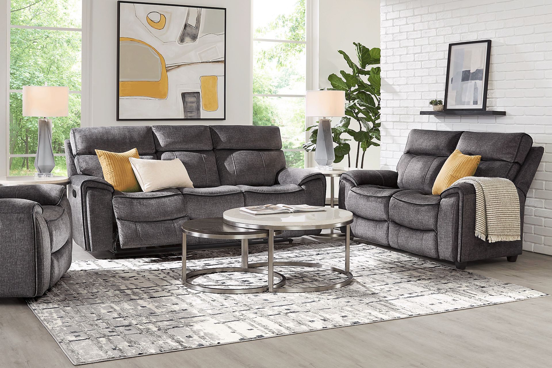 Bradshaw Place Dark Gray 8 Pc Living Room with Reclining Sofa - Image 1