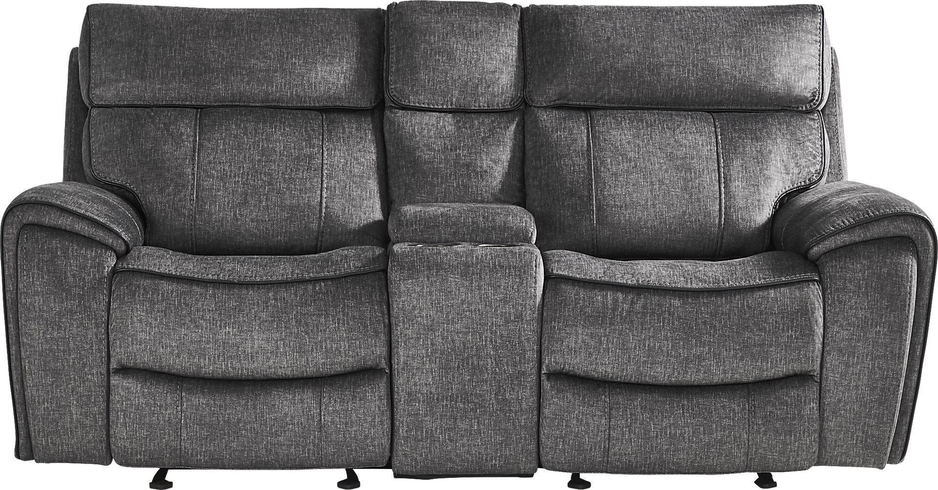 Bradshaw Place Dark Gray Reclining Glider Console Loveseat - Image 2