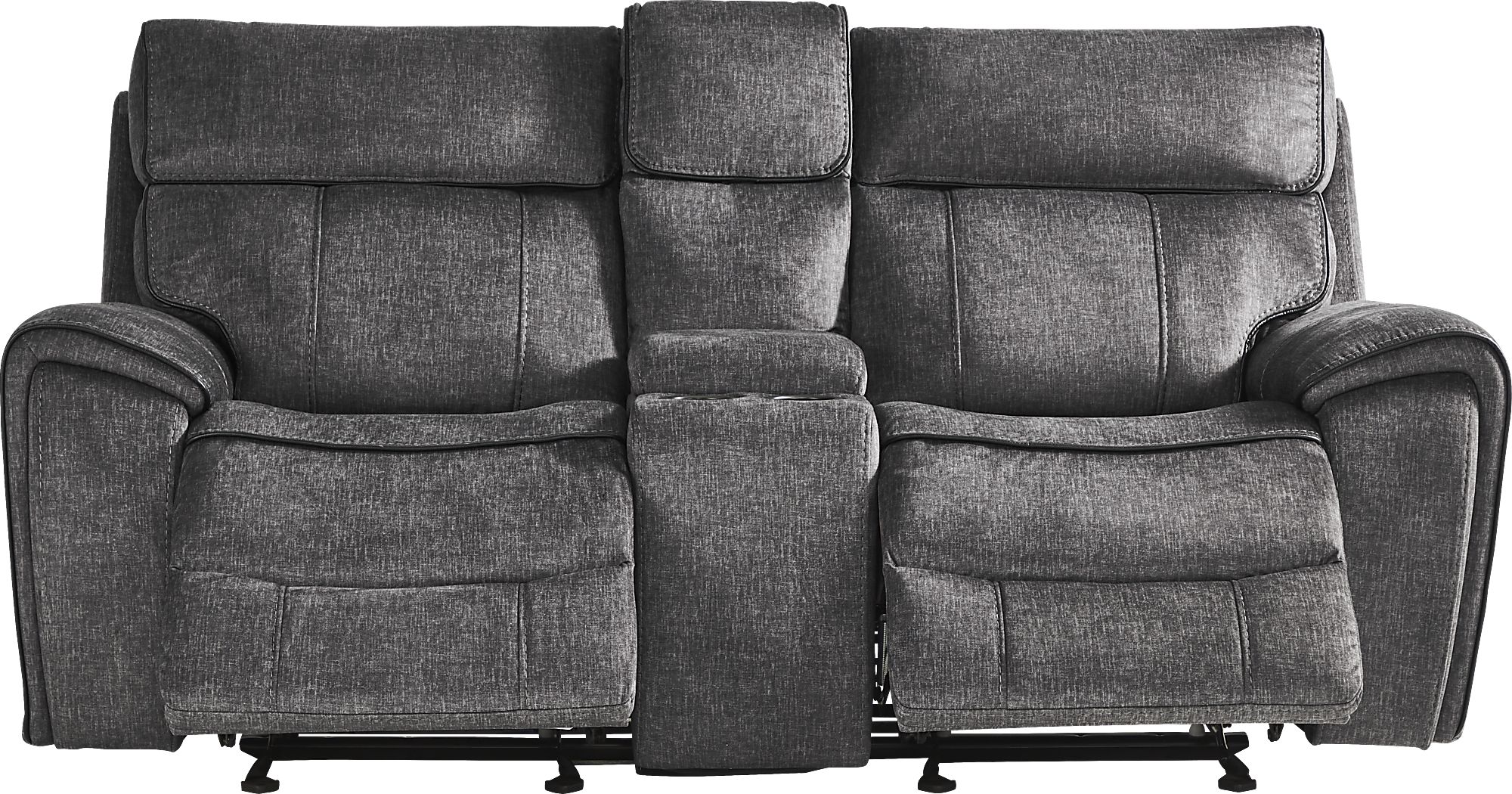 Bradshaw Place Dark Gray Reclining Glider Console Loveseat