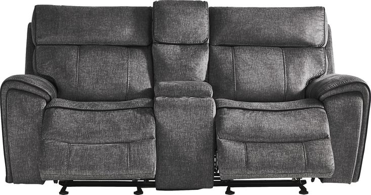 Bradshaw Place Dark Gray Reclining Glider Console Loveseat