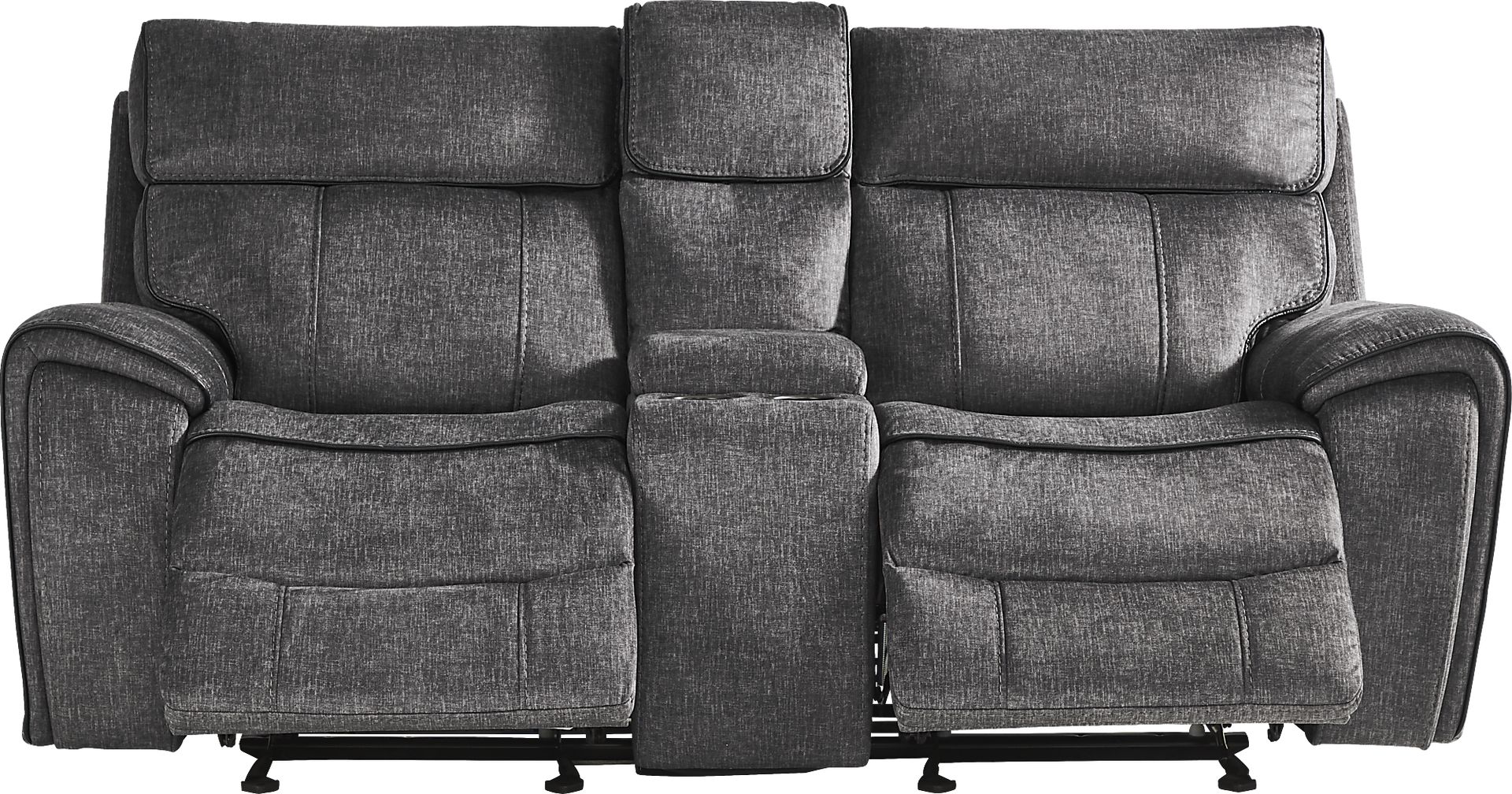 Bradshaw Place Dark Gray Reclining Glider Console Loveseat - Image 1