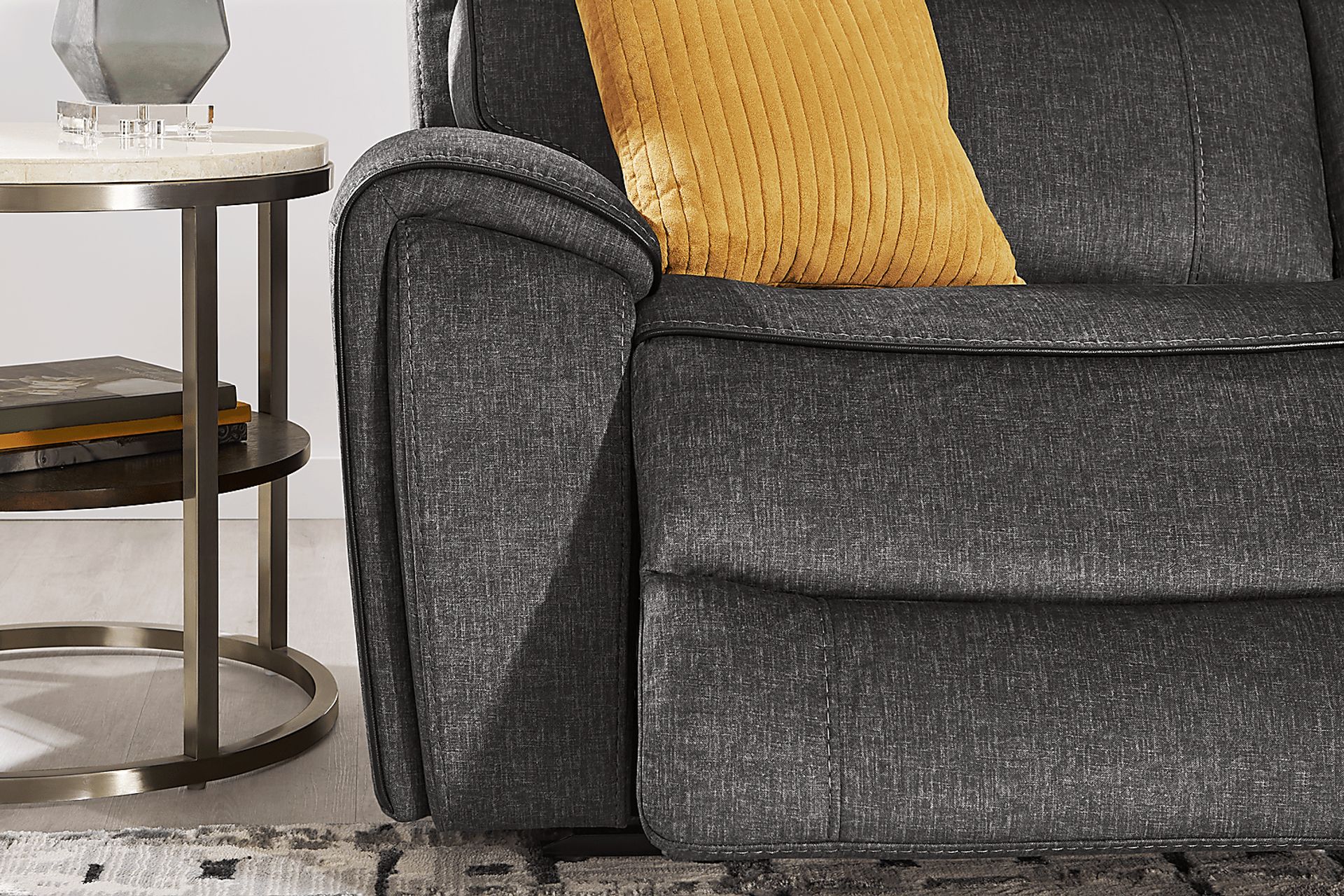 Bradshaw Place Dark Gray Reclining Glider Console Loveseat - Image 3