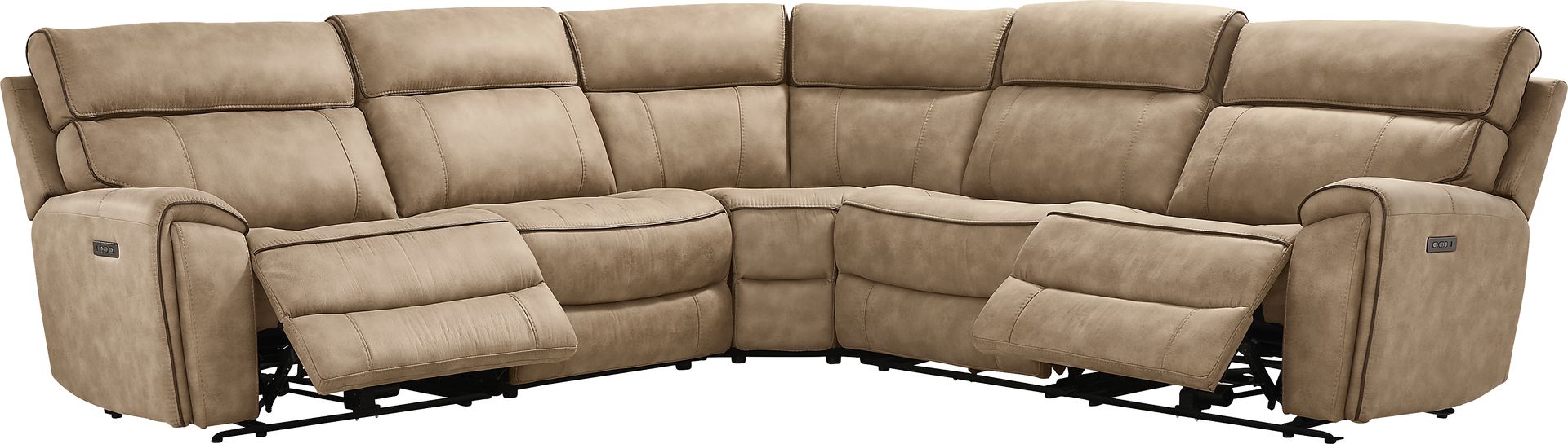 Bradshaw Place Stone 5 Pc Dual Power Reclining Sectional - Image 1