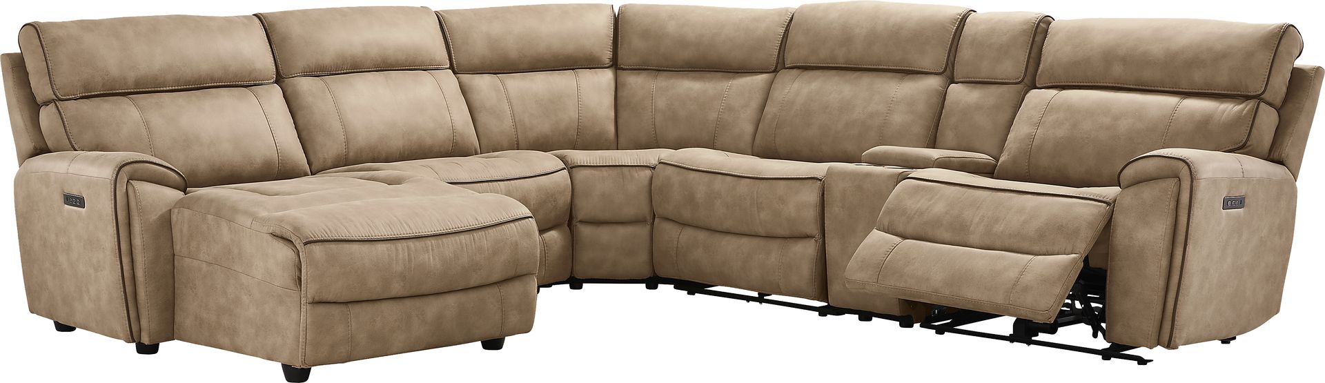 Bradshaw Place Stone 6 Pc Dual Power Reclining Sectional - Image 1