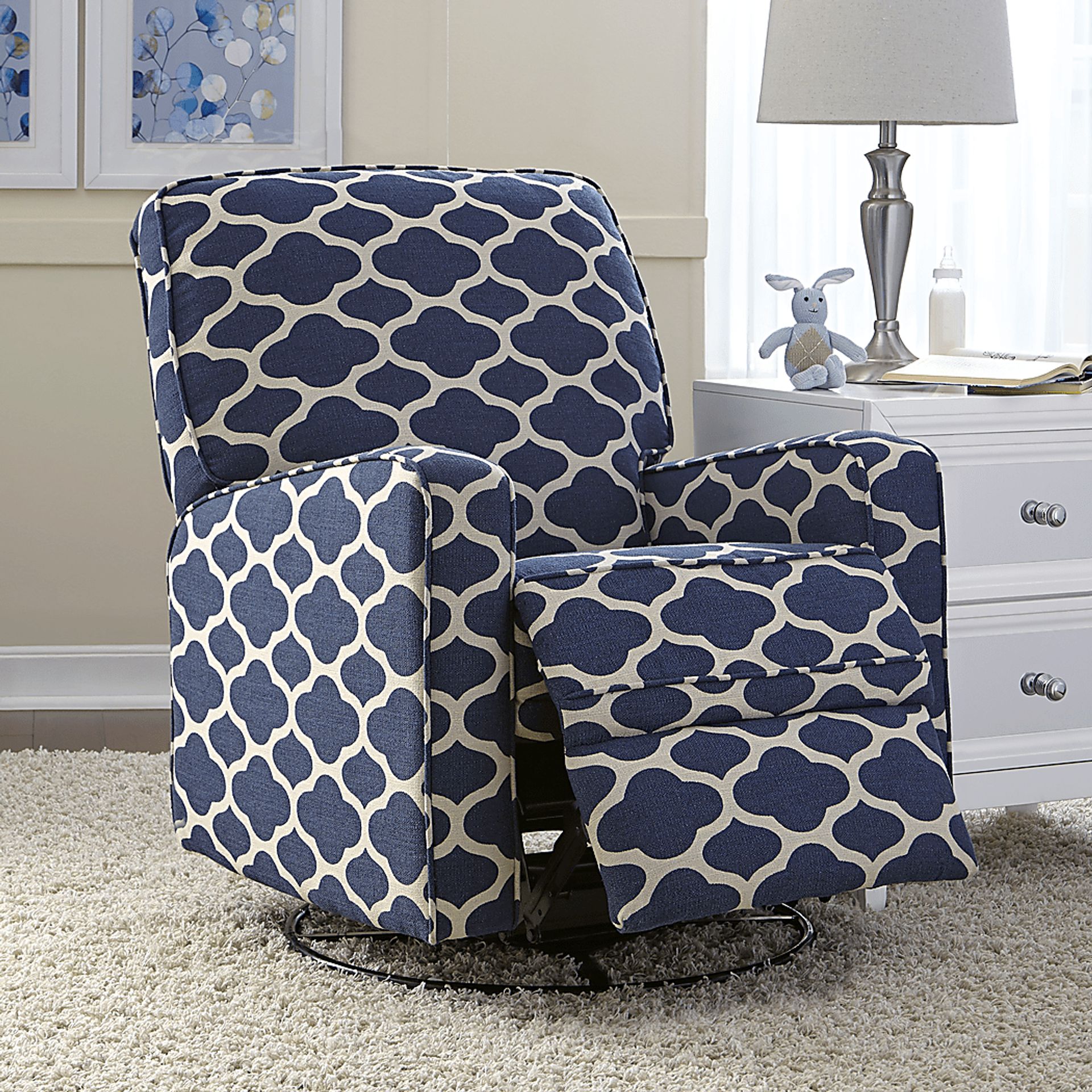 Braemoor Blue Swivel Recliner - Image 5