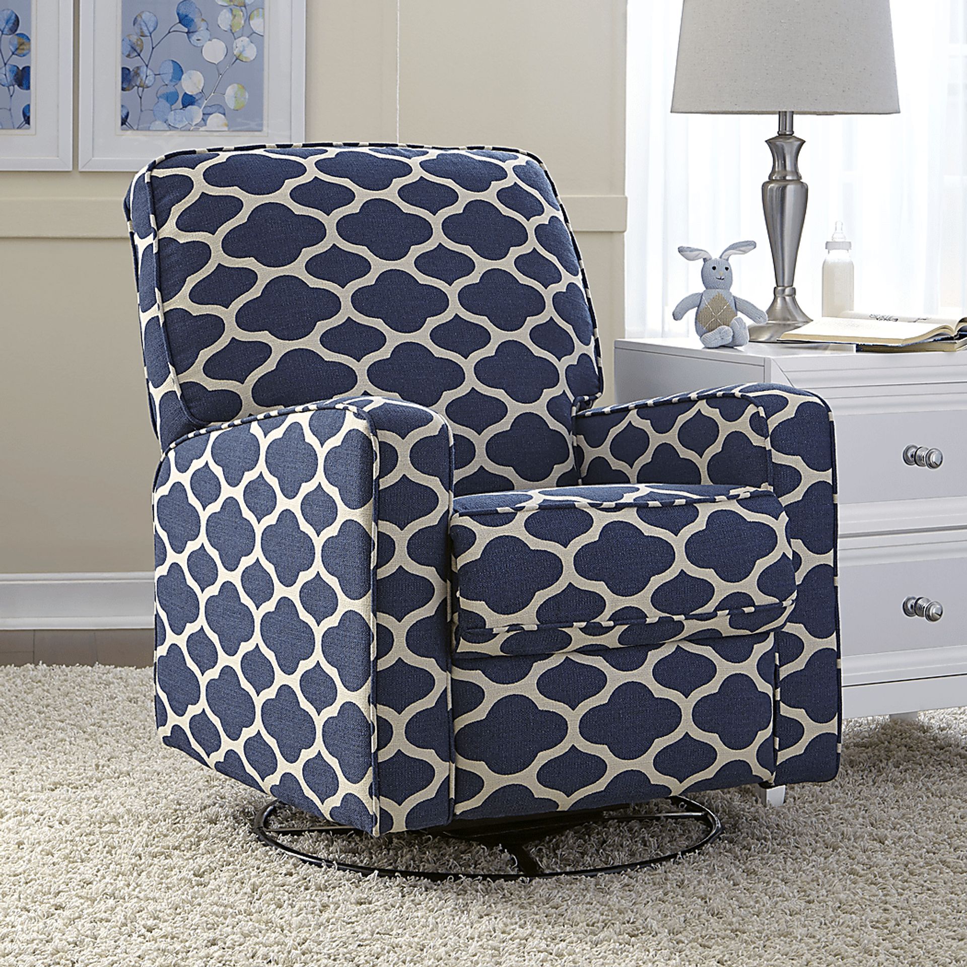 Braemoor Blue Swivel Recliner - Image 6