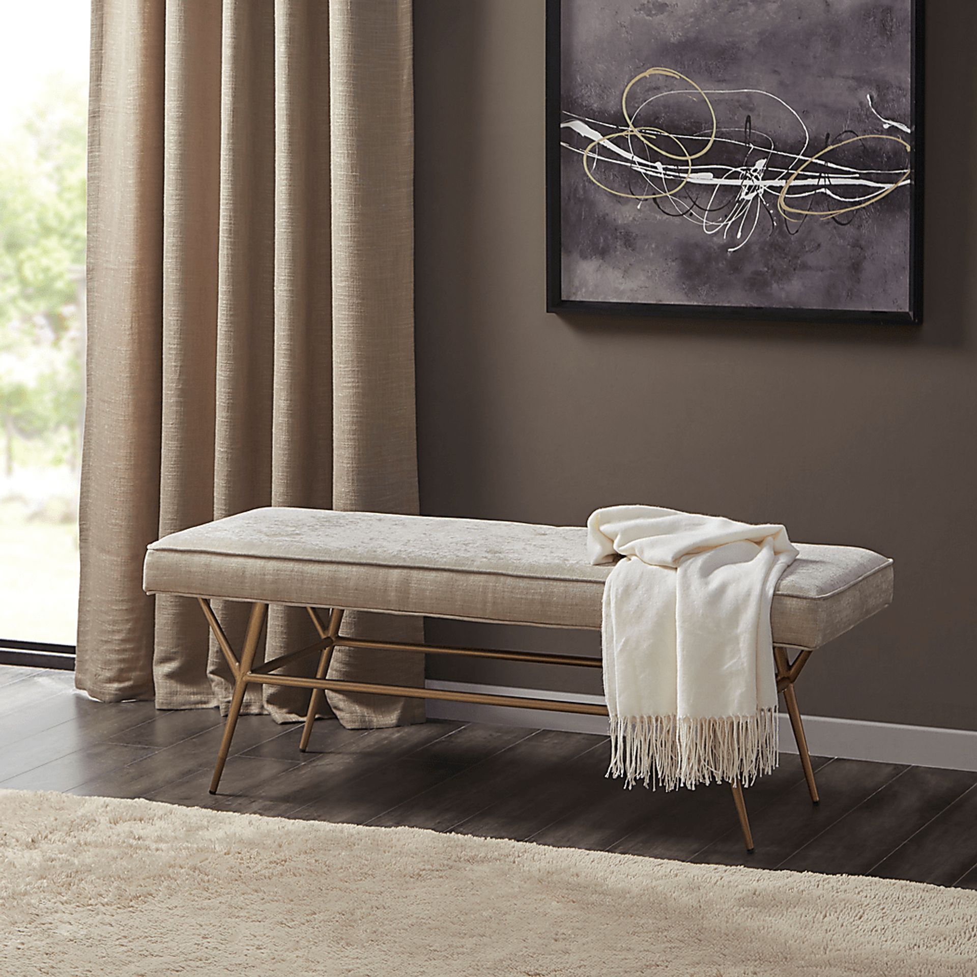 Braeswood Beige Accent Bench - Image 7