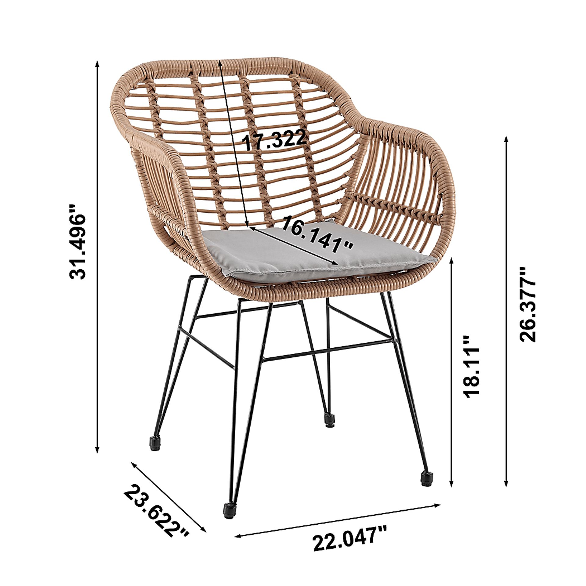 Brahmay Gray 3 Pc Chat Set - Image 3