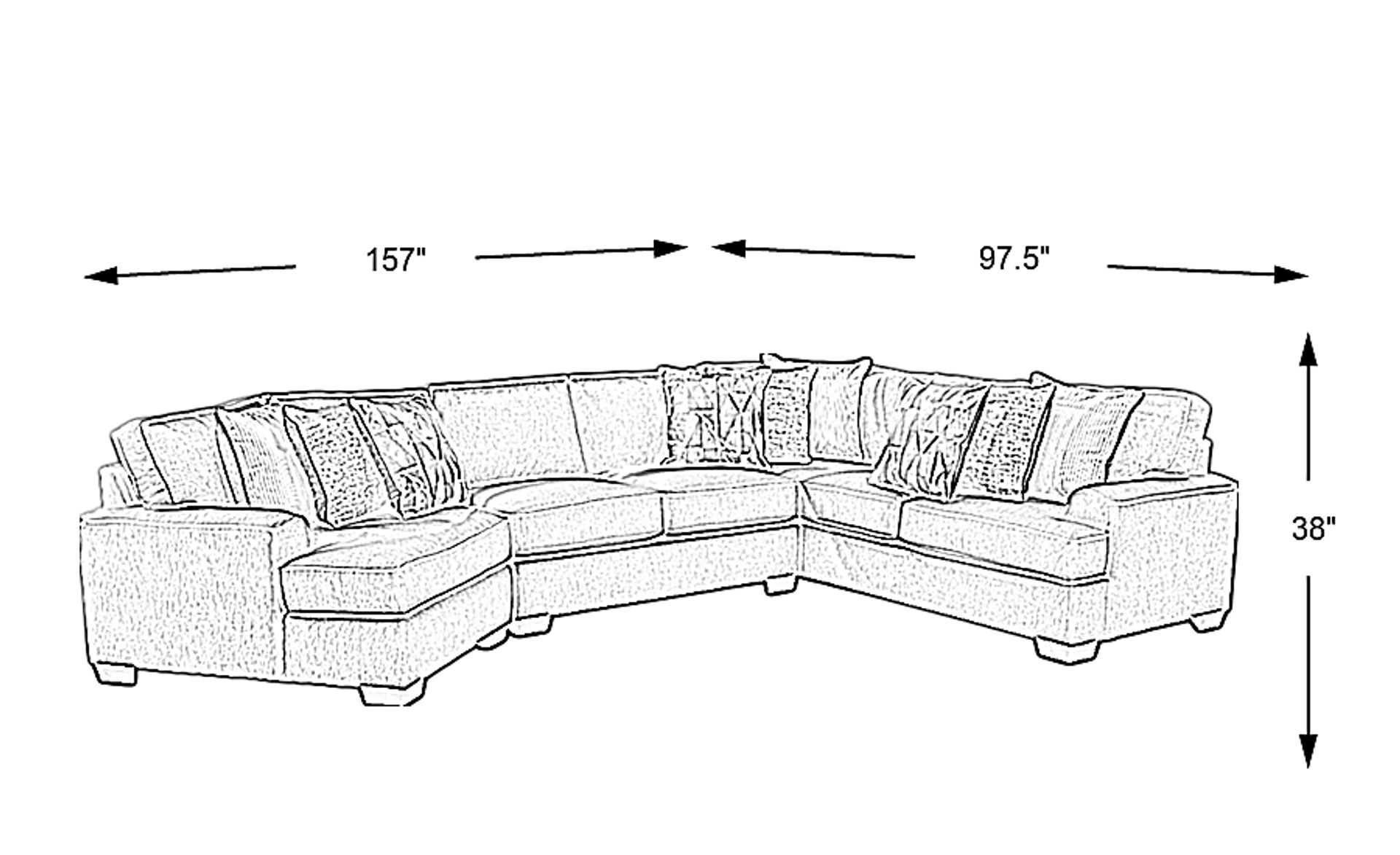 Bramfield White Polyester Fabric 3 Pc Left Arm Cuddler Sectional ...