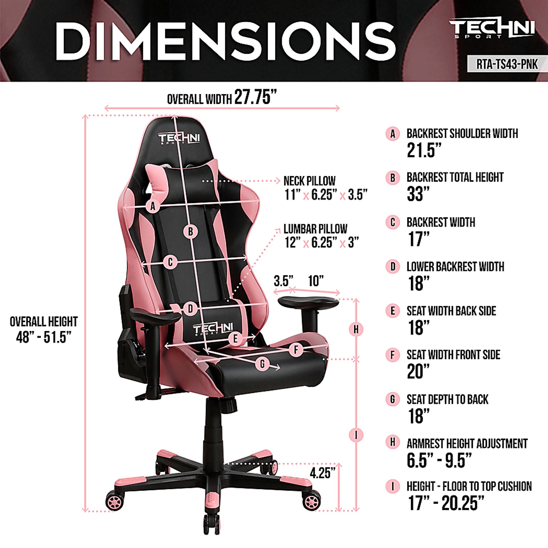 Bramgo Pink/Black Gaming Chair - Image 4