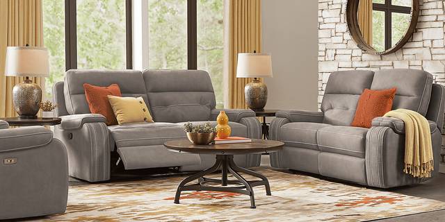 Brampton Place Mushroom 3 Pc Living Room with Reclining Sofa - Thumbnail - Image 1