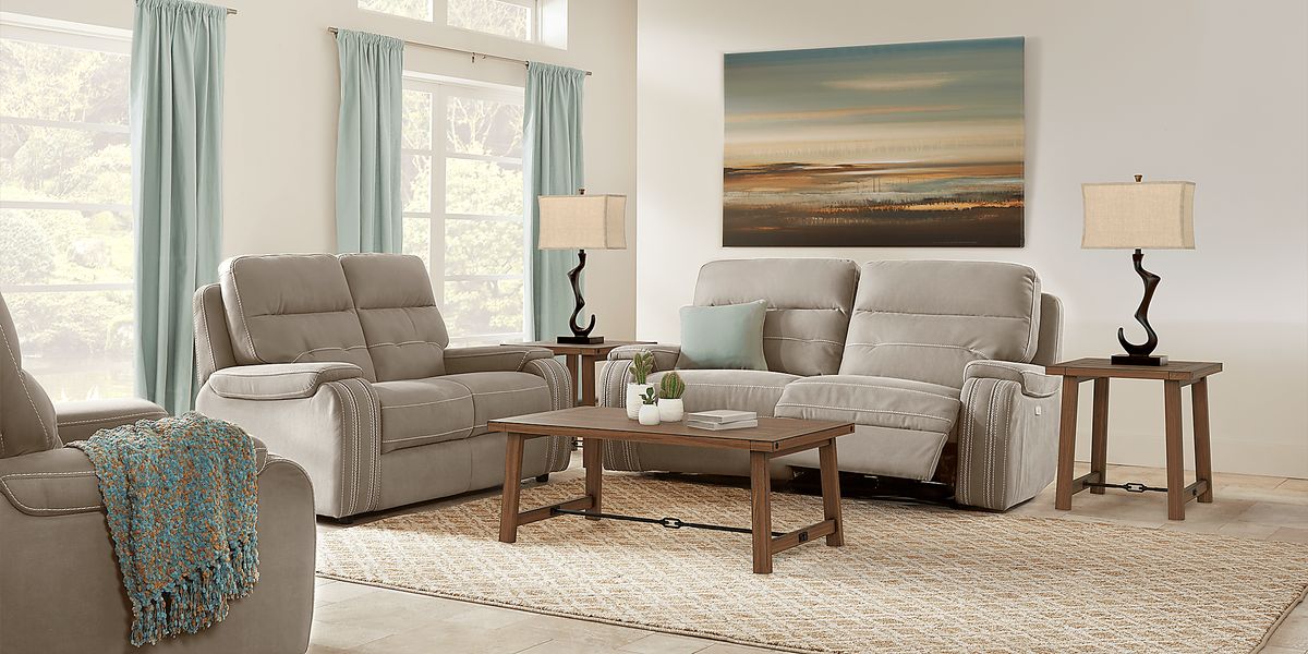 Brampton Place 5 Pc Mushroom Brown Polyurethane Fabric Living Room Set