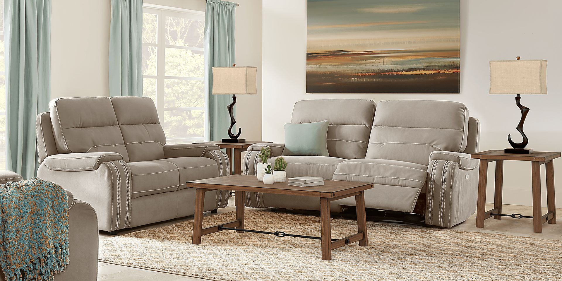 Brampton Place Mushroom 7 Pc Living Room with Reclining Sofa - Image 1