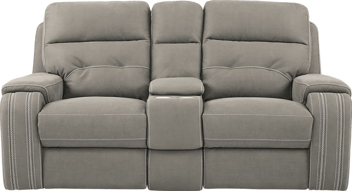 Brampton Place Mushroom Brown Polyester Fabric Power Reclining Loveseat