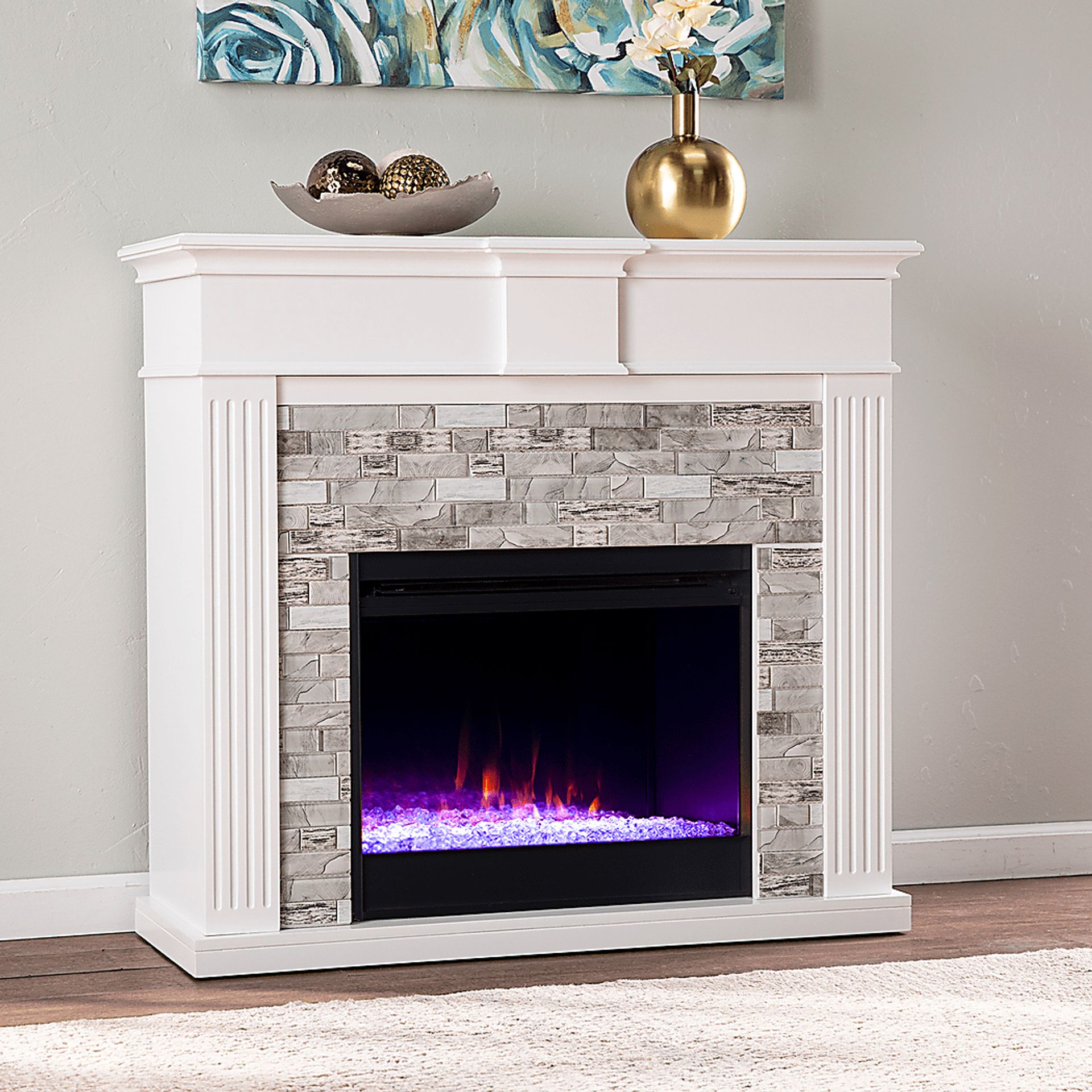 Brandycrest I White 42 in. Console With Color Changing Electric Fireplace - Image 8